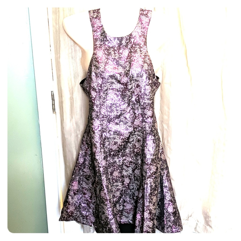 NWT Lucca Couture Purple Metallic Evening Dress